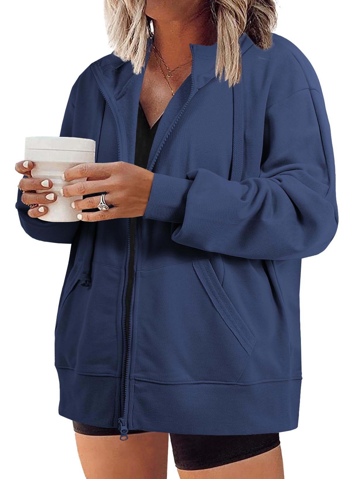 Eytino Women Plus Size Sweatshirts Long Sleeve Zip Up Oversized Casual Hoodies Jackets 2025 Fashion Fall Outfits(1X-5X)