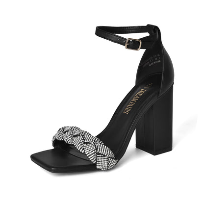 DREAM PAIRS Women's Heels for Women Braided Open Toe Ankle Strap High Block Chunky Heel Sandals Party Wedding Dress Pumps Shoes