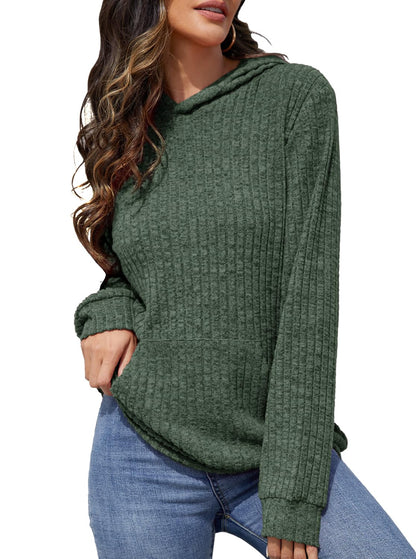 Womens Long Sleeve Shirts Kangaroo Pocket Fashion Hoodies Fall Pullover Sweatshirts
