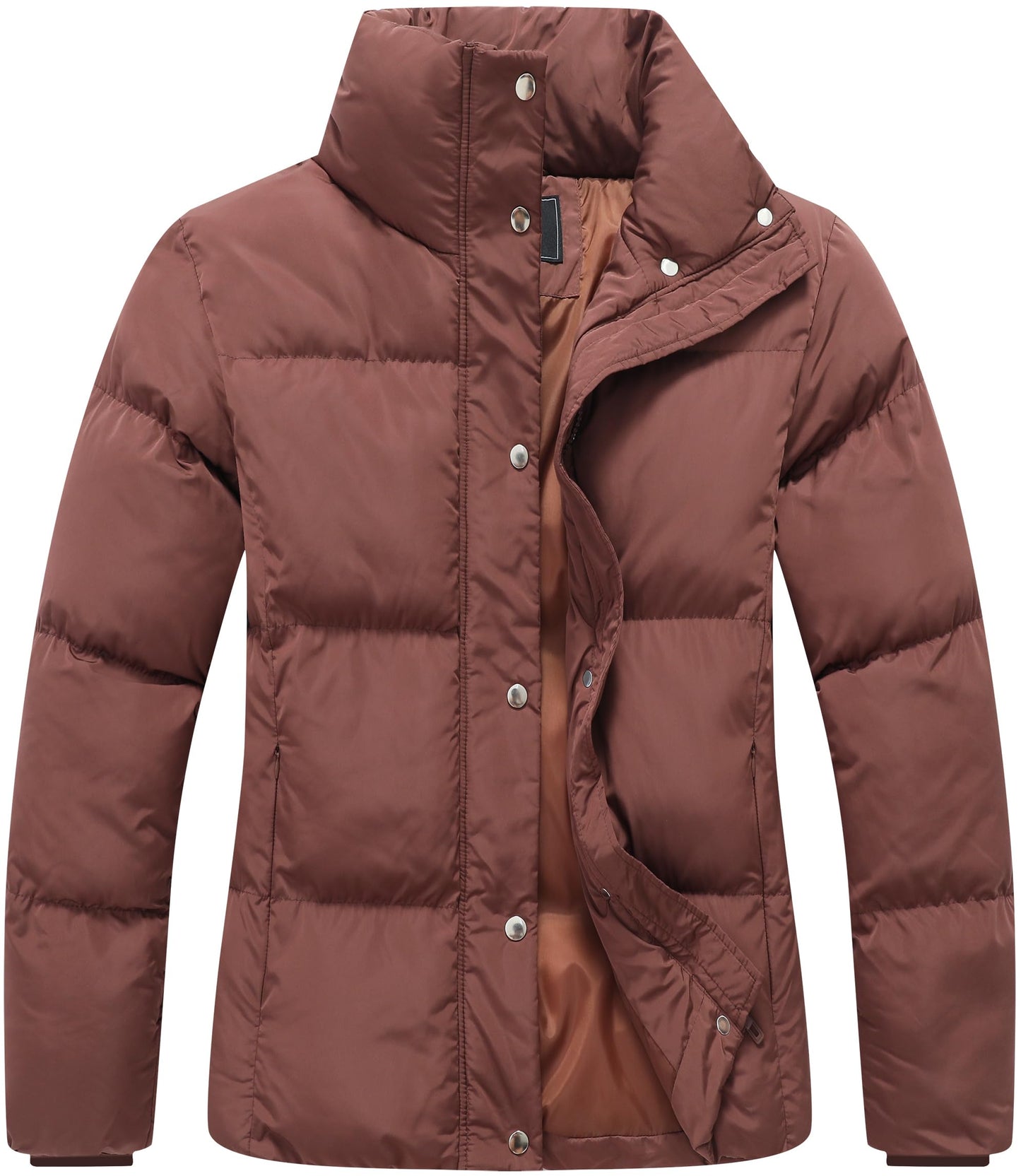 GIMECEN Women's Winter Coat Full-Zip Down Jacket Waterproof Puffer Coat Warm Parkas Long Sleeve Outerwear
