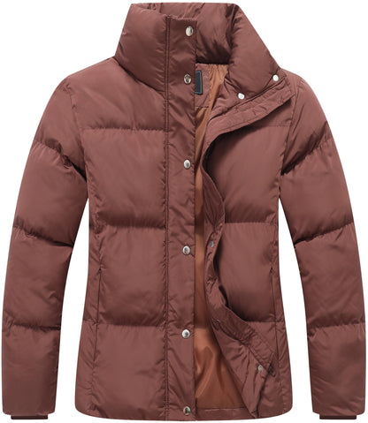 GIMECEN Women's Winter Coat Full-Zip Down Jacket Waterproof Puffer Coat Warm Parkas Long Sleeve Outerwear