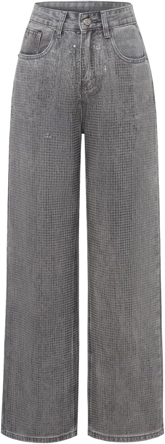 Women's High-Waisted Straight Pants Loose Stretch Lightweight Belly Fashion Jeans