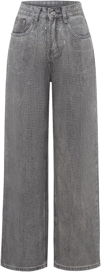 Women's High-Waisted Straight Pants Loose Stretch Lightweight Belly Fashion Jeans