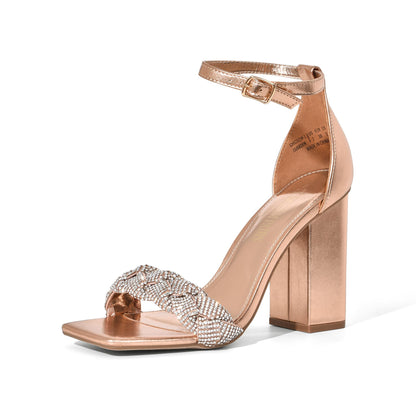 DREAM PAIRS Women's Heels for Women Braided Open Toe Ankle Strap High Block Chunky Heel Sandals Party Wedding Dress Pumps Shoes