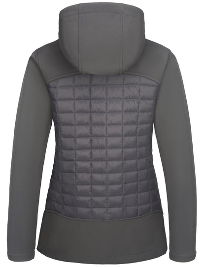 Little Donkey Andy Women's Lightweight Insulated Hybrid Jacket for Hiking Running Ski Thermal Warm with Removable Hood