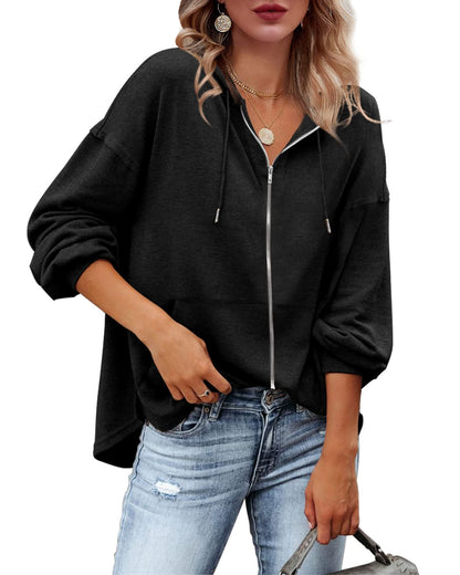 Zatanaroni Womens Zip Up Hoodies Loose fit Sweatshirt Casual Long Sleeve Shirts for Women Pullover Tops With Pocket
