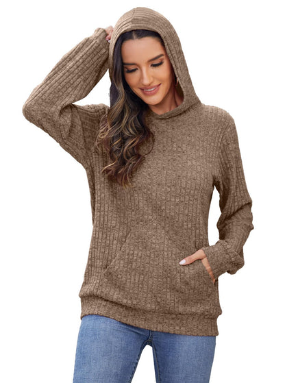 Womens Long Sleeve Shirts Kangaroo Pocket Fashion Hoodies Fall Pullover Sweatshirts