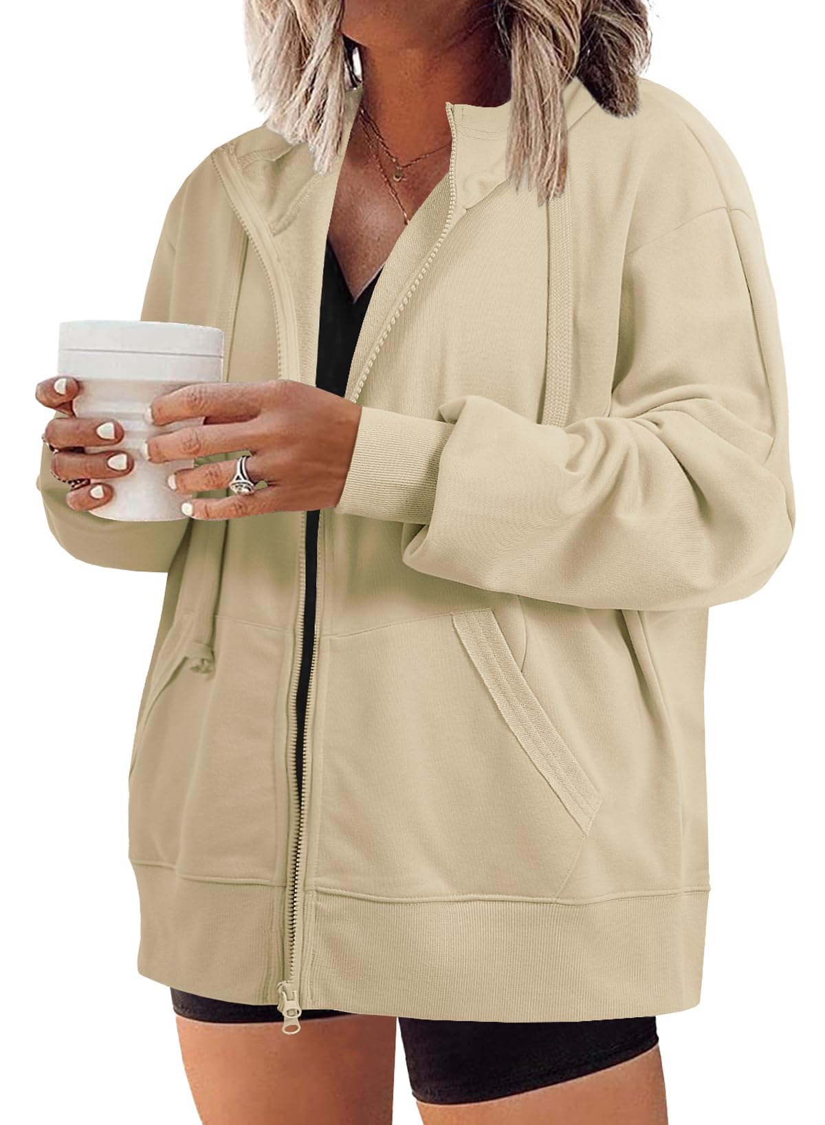 Eytino Women Plus Size Sweatshirts Long Sleeve Zip Up Oversized Casual Hoodies Jackets 2025 Fashion Fall Outfits(1X-5X)