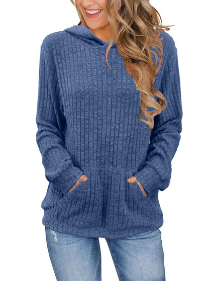 Womens Long Sleeve Shirts Kangaroo Pocket Fashion Hoodies Fall Pullover Sweatshirts