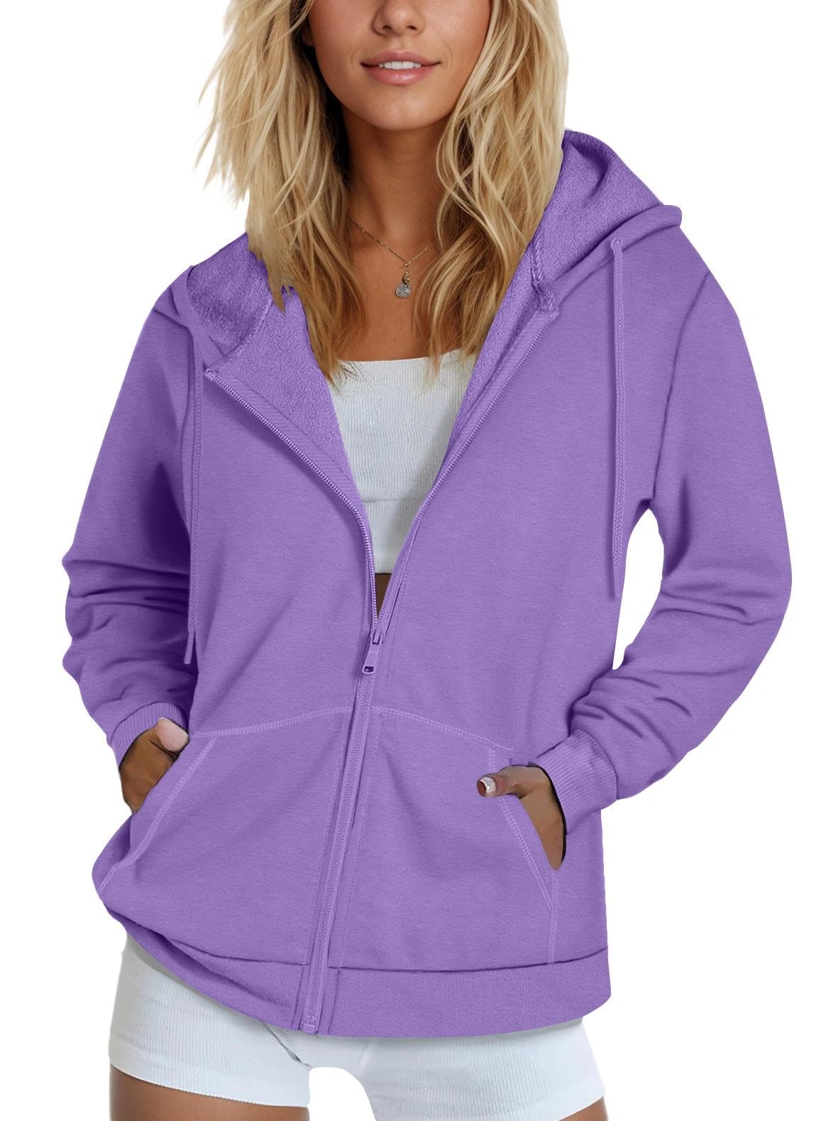 SMENG Womens Zip Up Hoodies Long Sleeve Fit Hooded Sweatshirts 2025 Casual Lightweight Jacket
