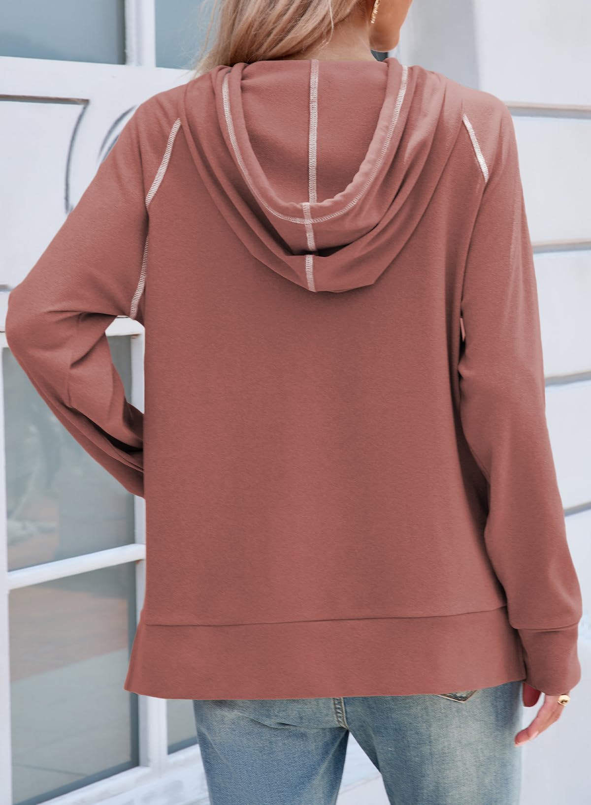 SHEWIN Womens Hoodies Drawstring Hooded Sweatshirt Pullover Long Sleeve Tops Womens Fall Fashion 2025