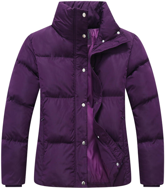 GIMECEN Women's Winter Coat Full-Zip Down Jacket Waterproof Puffer Coat Warm Parkas Long Sleeve Outerwear