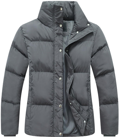 GIMECEN Women's Winter Coat Full-Zip Down Jacket Waterproof Puffer Coat Warm Parkas Long Sleeve Outerwear
