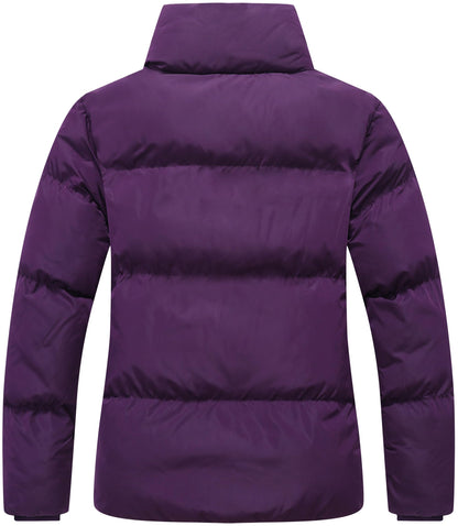 GIMECEN Women's Winter Coat Full-Zip Down Jacket Waterproof Puffer Coat Warm Parkas Long Sleeve Outerwear