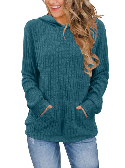 Womens Long Sleeve Shirts Kangaroo Pocket Fashion Hoodies Fall Pullover Sweatshirts