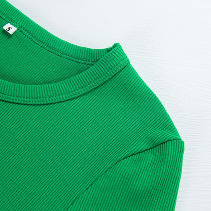 GEMBERA Womens Ribbed Long Sleeve Crewneck Casual Slim Basic Shirts Fitted Knit Tops