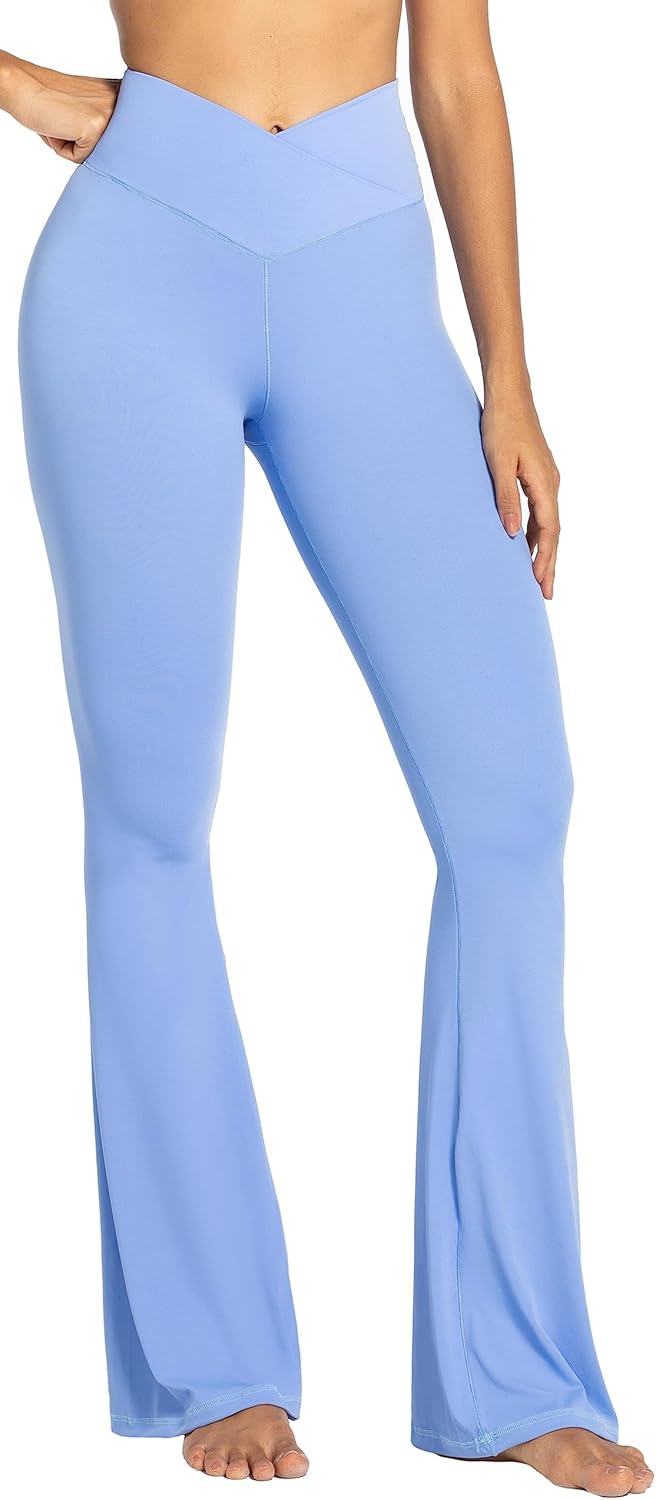 Sunzel Flare Leggings, Crossover Yoga Pants with Tummy Control, High-Waisted and Wide Leg
