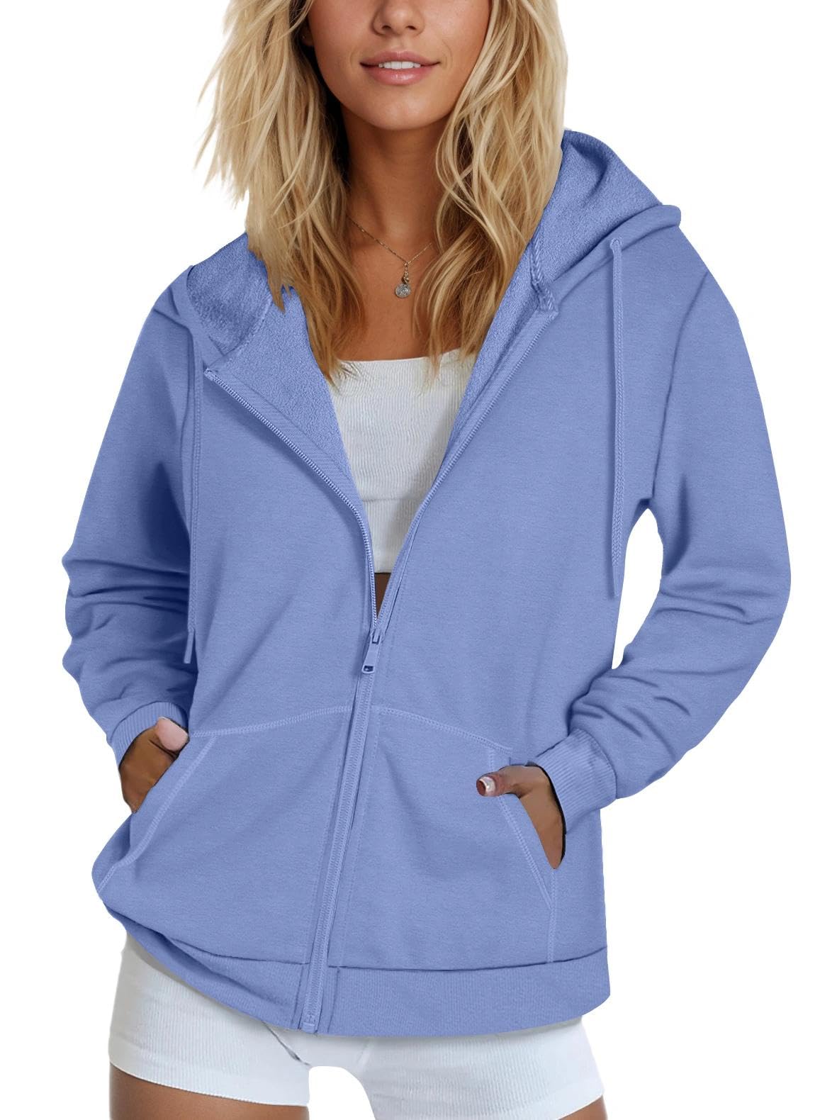 SMENG Womens Zip Up Hoodies Long Sleeve Fit Hooded Sweatshirts 2025 Casual Lightweight Jacket