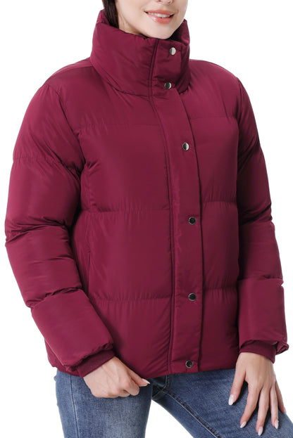 GIMECEN Women's Winter Coat Full-Zip Down Jacket Waterproof Puffer Coat Warm Parkas Long Sleeve Outerwear