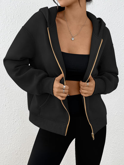 Trendy Queen Womens Zip Up Hoodies Fall Fashion Sweatshirt 2025 Clothes Y2K Cropped Jackets Cute Winter Outfits