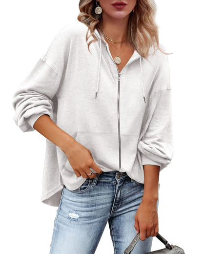 Zatanaroni Womens Zip Up Hoodies Loose fit Sweatshirt Casual Long Sleeve Shirts for Women Pullover Tops With Pocket