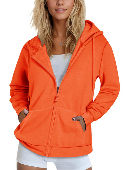 SMENG Womens Zip Up Hoodies Long Sleeve Fit Hooded Sweatshirts 2025 Casual Lightweight Jacket