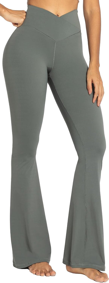 Sunzel Flare Leggings, Crossover Yoga Pants with Tummy Control, High-Waisted and Wide Leg