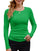 GEMBERA Womens Ribbed Long Sleeve Crewneck Casual Slim Basic Shirts Fitted Knit Tops