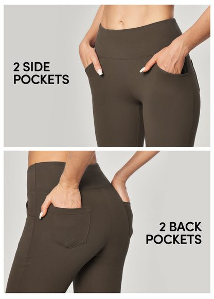 IUGA Yoga Pants Women Wide Leg High Waist Bootcut Workout Flare Leggings Tummy Control Work Dress Pants Women 4 Pockets