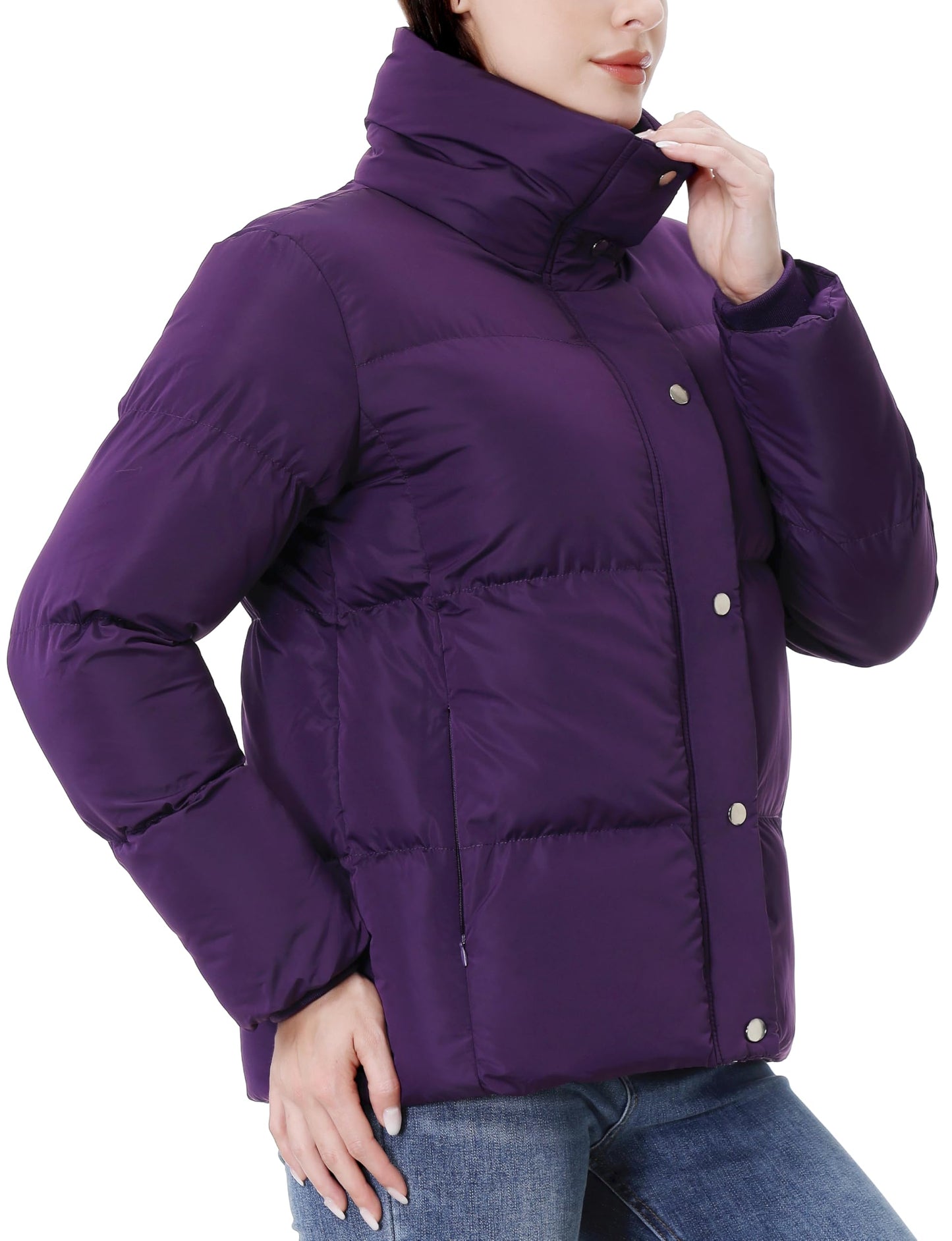 GIMECEN Women's Winter Coat Full-Zip Down Jacket Waterproof Puffer Coat Warm Parkas Long Sleeve Outerwear