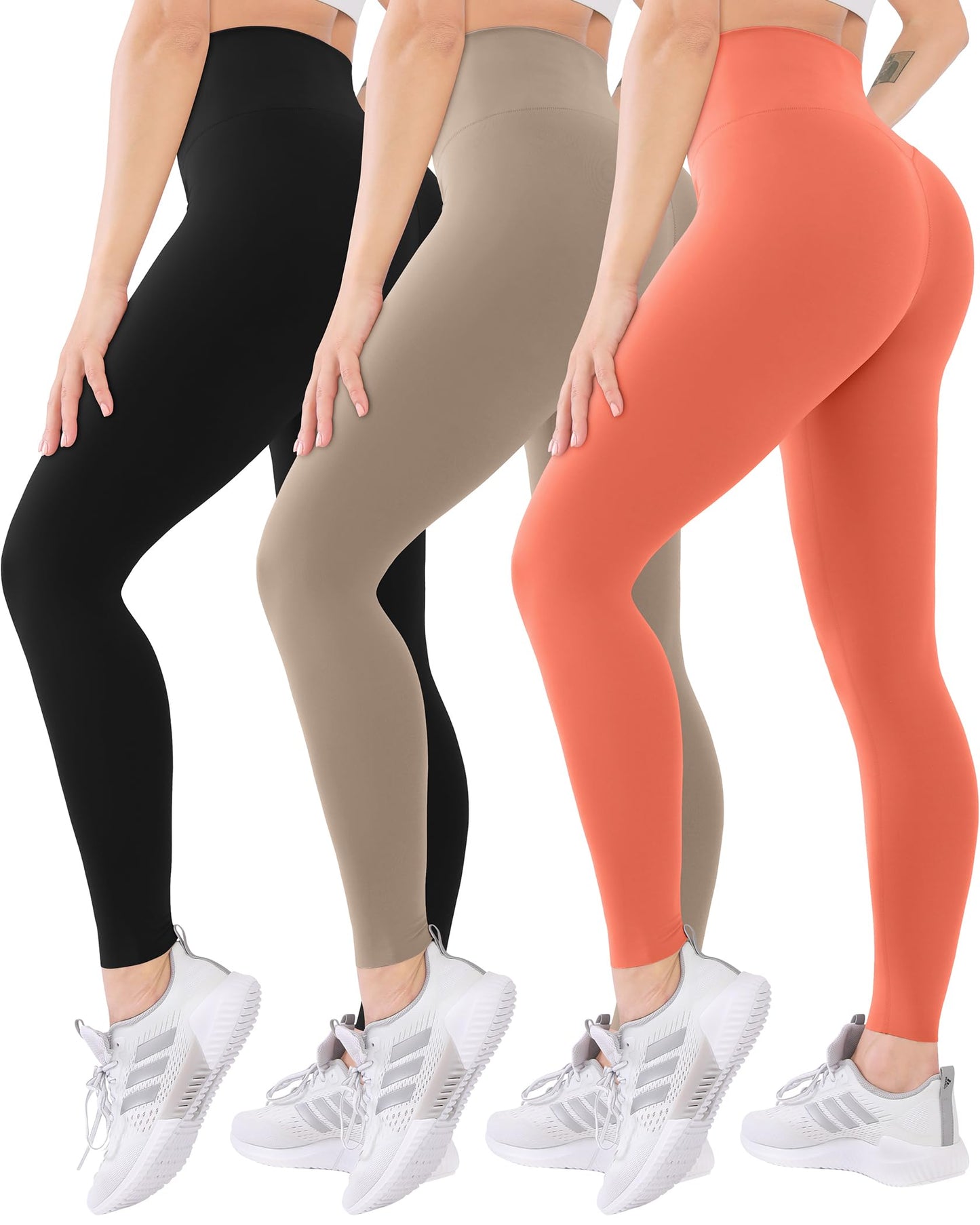 Blisset 3 Pack High Waisted Leggings for Women-Soft Athletic Tummy Control Pants for Running Yoga Workout Reg & Plus Size