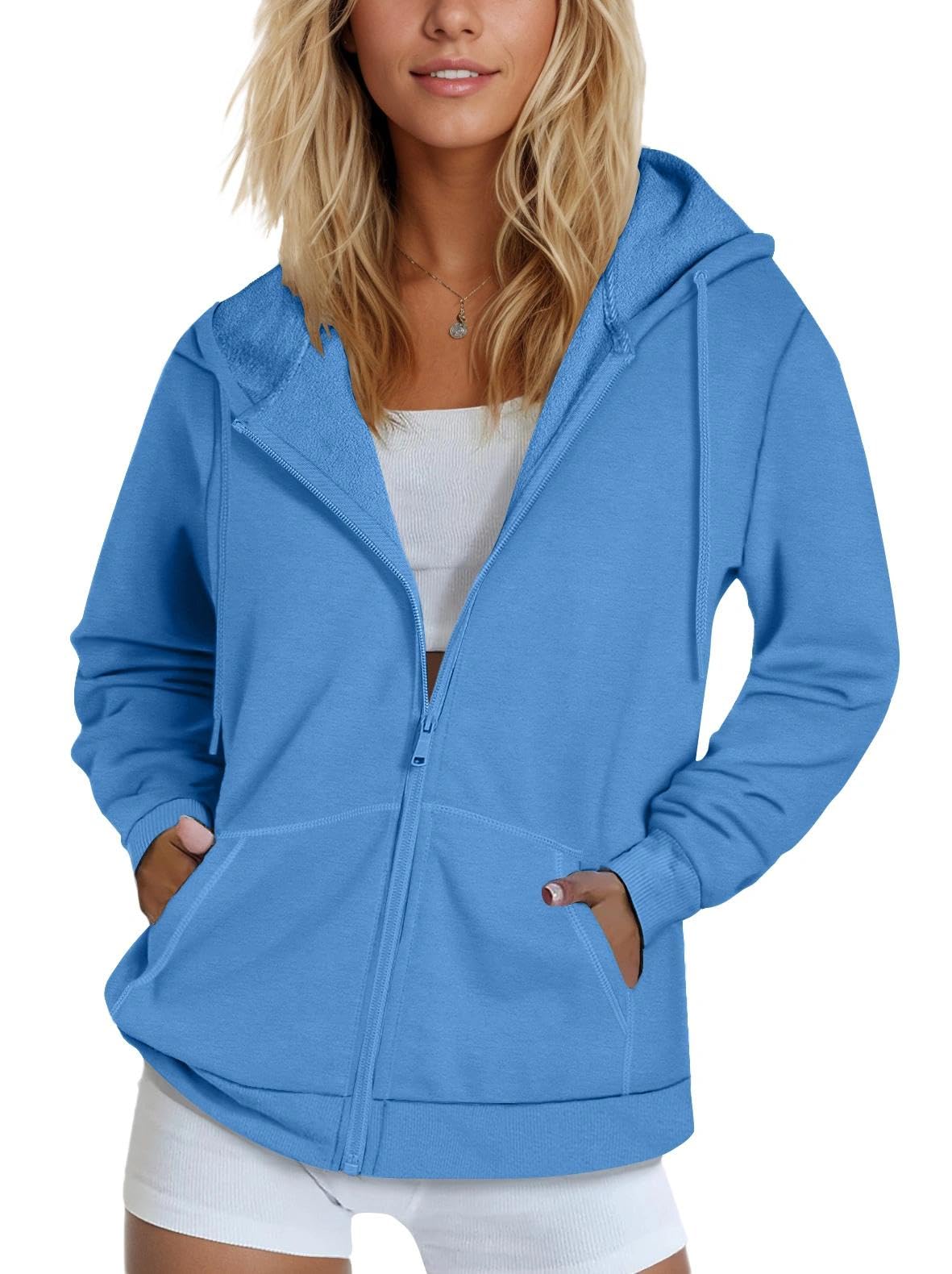 SMENG Womens Zip Up Hoodies Long Sleeve Fit Hooded Sweatshirts 2025 Casual Lightweight Jacket