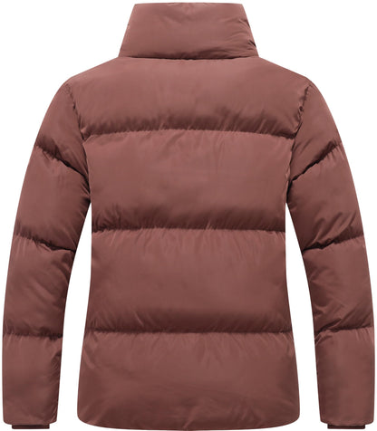 GIMECEN Women's Winter Coat Full-Zip Down Jacket Waterproof Puffer Coat Warm Parkas Long Sleeve Outerwear