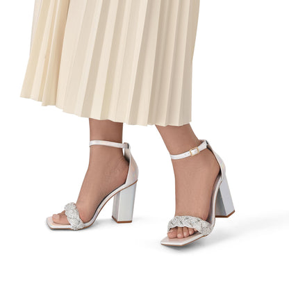 DREAM PAIRS Women's Heels for Women Braided Open Toe Ankle Strap High Block Chunky Heel Sandals Party Wedding Dress Pumps Shoes