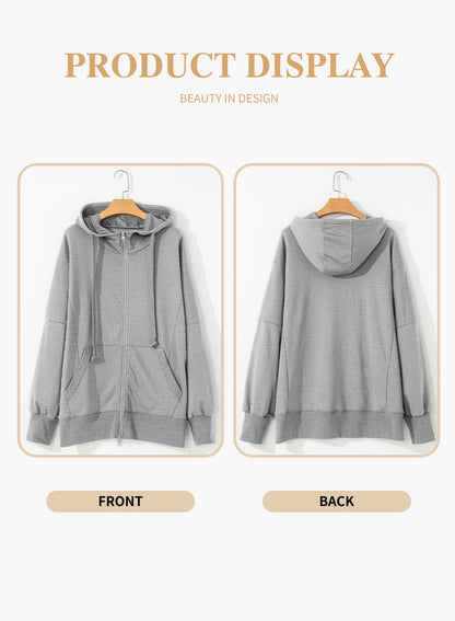 Eytino Women Plus Size Sweatshirts Long Sleeve Zip Up Oversized Casual Hoodies Jackets 2025 Fashion Fall Outfits(1X-5X)
