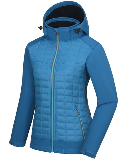 Little Donkey Andy Women's Lightweight Insulated Hybrid Jacket for Hiking Running Ski Thermal Warm with Removable Hood