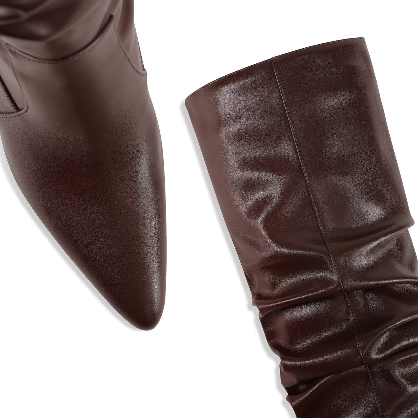 Women's Knee High Boots Slouch Pointed Toe Tall Block Heel Boots Pull On Fall Boots for Women