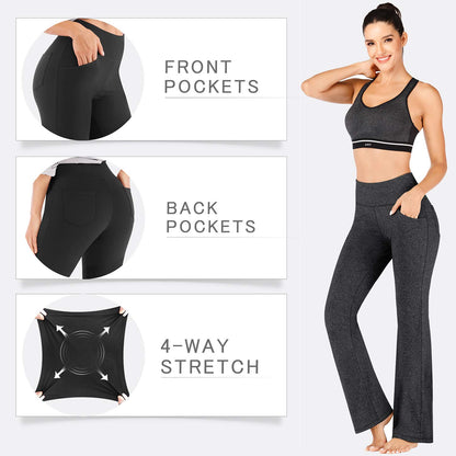 IUGA Yoga Pants Women Wide Leg High Waist Bootcut Workout Flare Leggings Tummy Control Work Dress Pants Women 4 Pockets