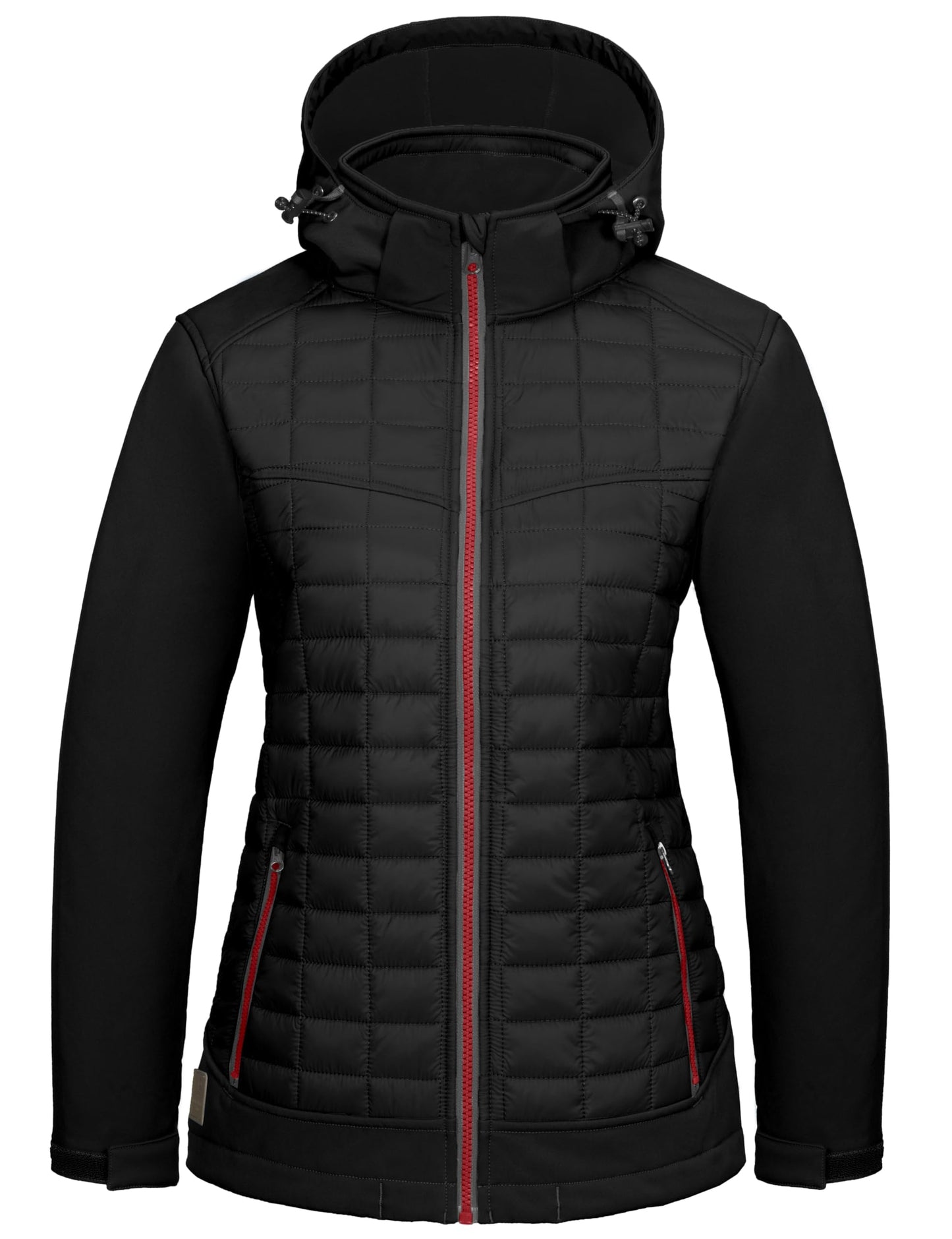 Little Donkey Andy Women's Lightweight Insulated Hybrid Jacket for Hiking Running Ski Thermal Warm with Removable Hood