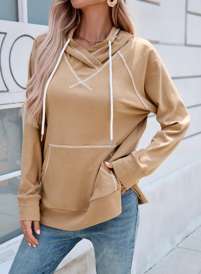 SHEWIN Womens Hoodies Drawstring Hooded Sweatshirt Pullover Long Sleeve Tops Womens Fall Fashion 2025