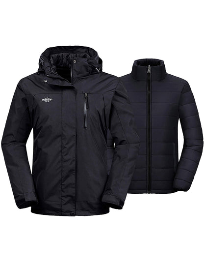 wantdo Women's 3 in 1 Waterproof Ski Jacket Windproof Winter Snow Coat Snowboarding Jackets Warm Raincoat