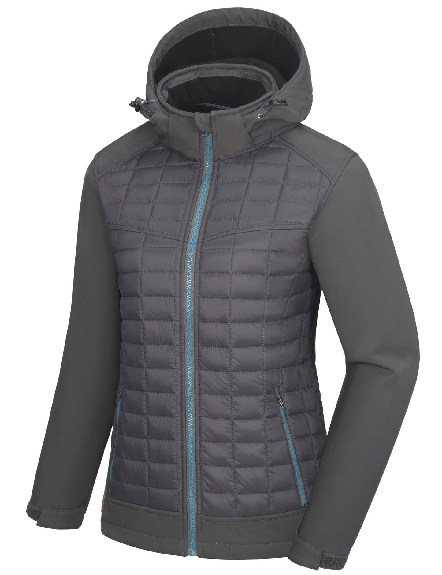 Little Donkey Andy Women's Lightweight Insulated Hybrid Jacket for Hiking Running Ski Thermal Warm with Removable Hood