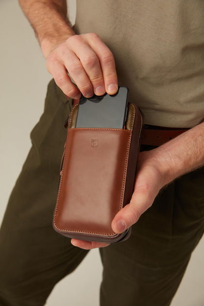 Wristlet for Men & Women, Full-Grain Leather Clutch Bag, RFID Protection, Zipper Pocket, Handcrafted, Gift Box & Pouch
