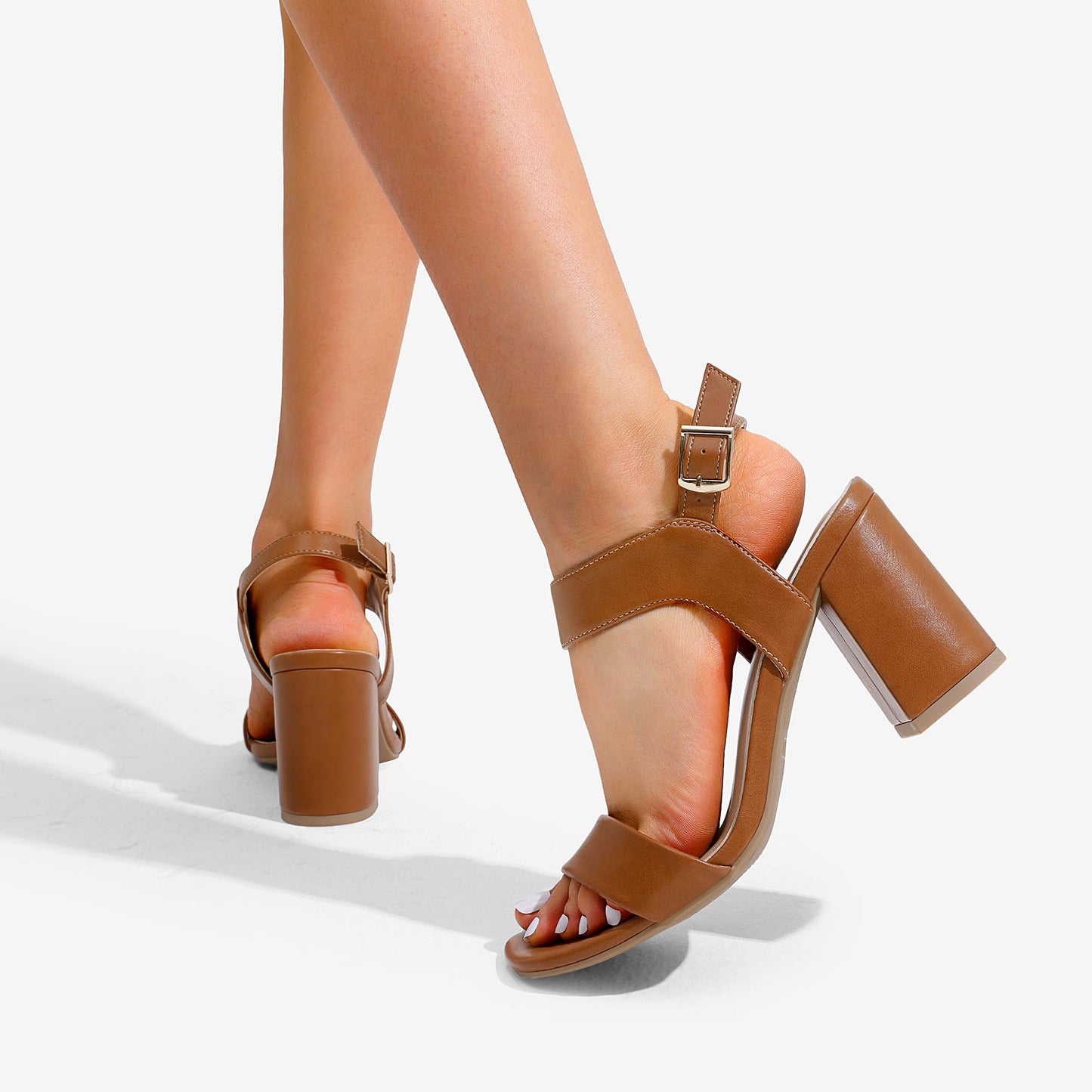 DREAM PAIRS Women's High Chunky Heels Square Toe Block Ankle Strap Dress Comfort Sandals