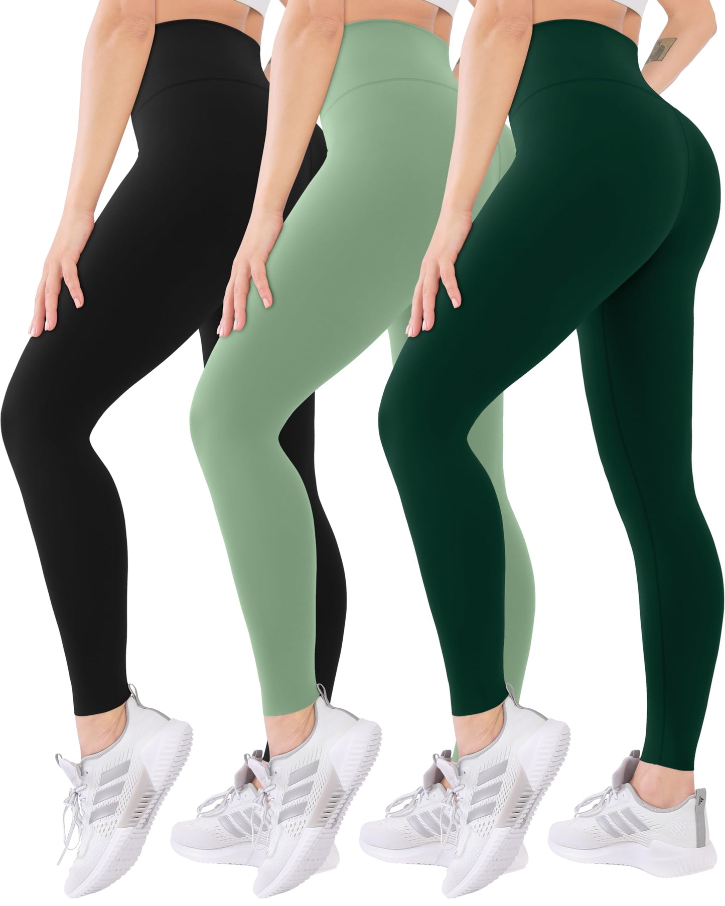 Blisset 3 Pack High Waisted Leggings for Women-Soft Athletic Tummy Control Pants for Running Yoga Workout Reg & Plus Size