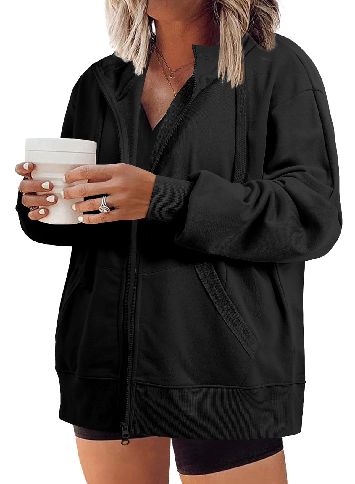Eytino Women Plus Size Sweatshirts Long Sleeve Zip Up Oversized Casual Hoodies Jackets 2025 Fashion Fall Outfits(1X-5X)