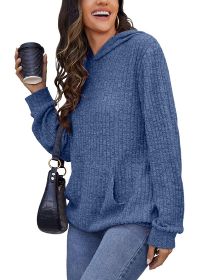 Womens Long Sleeve Shirts Kangaroo Pocket Fashion Hoodies Fall Pullover Sweatshirts