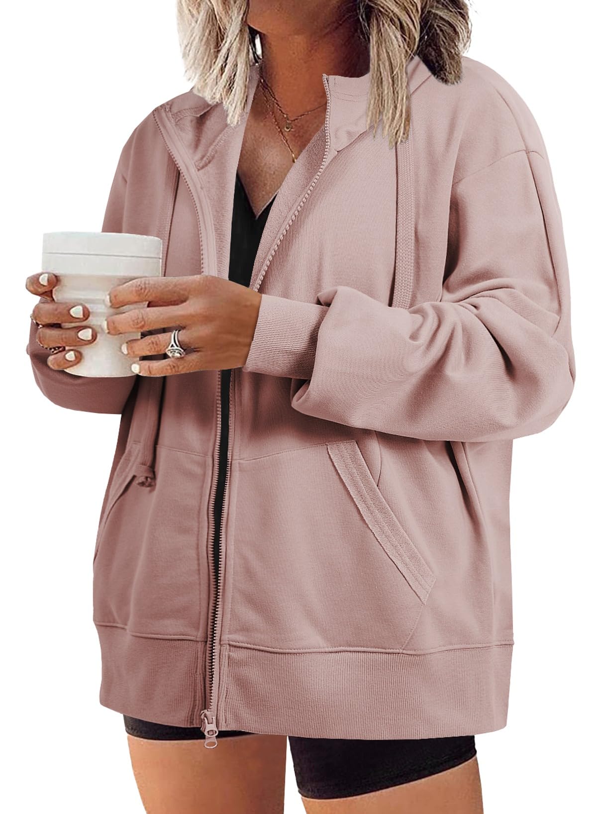 Eytino Women Plus Size Sweatshirts Long Sleeve Zip Up Oversized Casual Hoodies Jackets 2025 Fashion Fall Outfits(1X-5X)