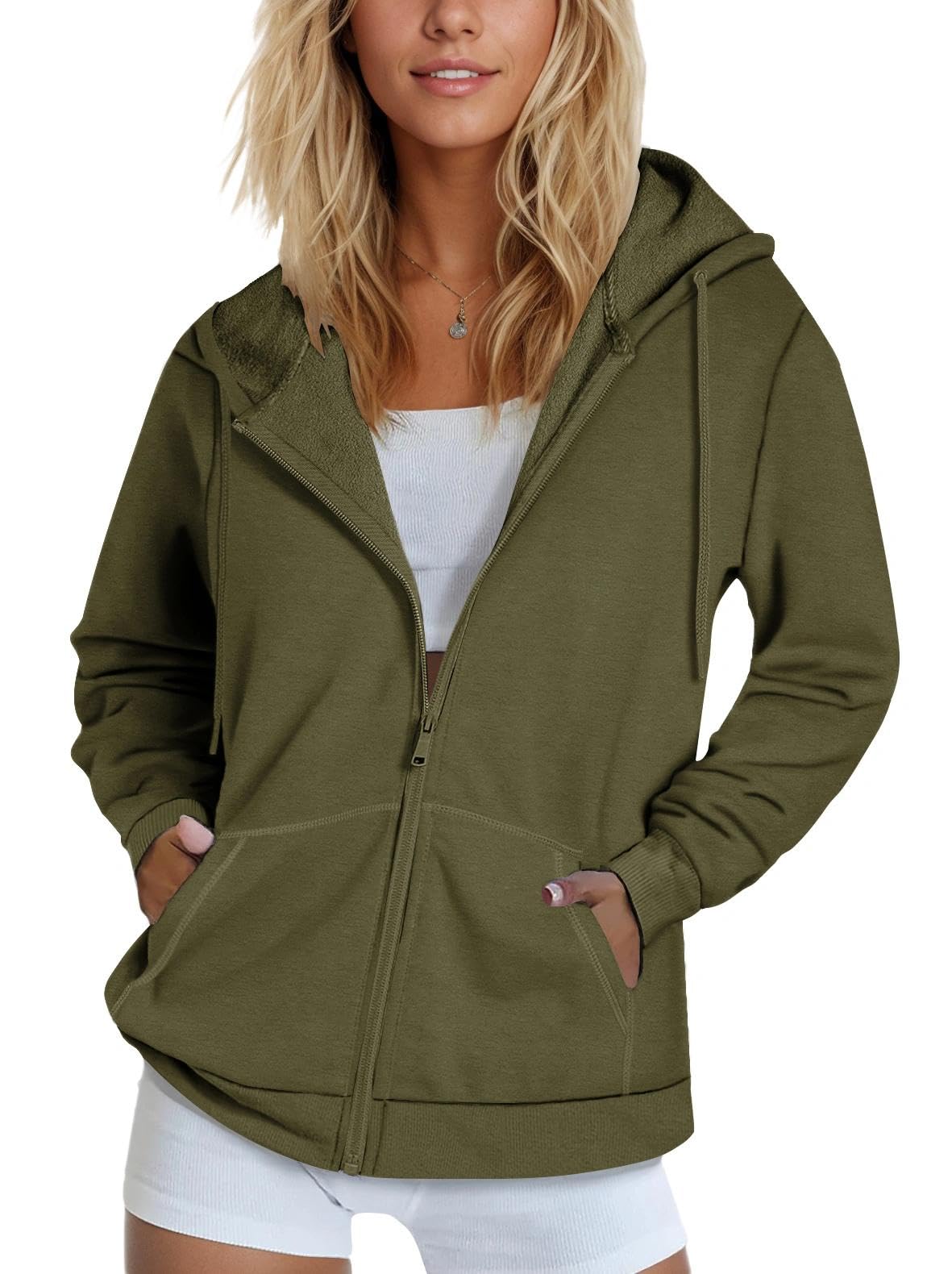 SMENG Womens Zip Up Hoodies Long Sleeve Fit Hooded Sweatshirts 2025 Casual Lightweight Jacket