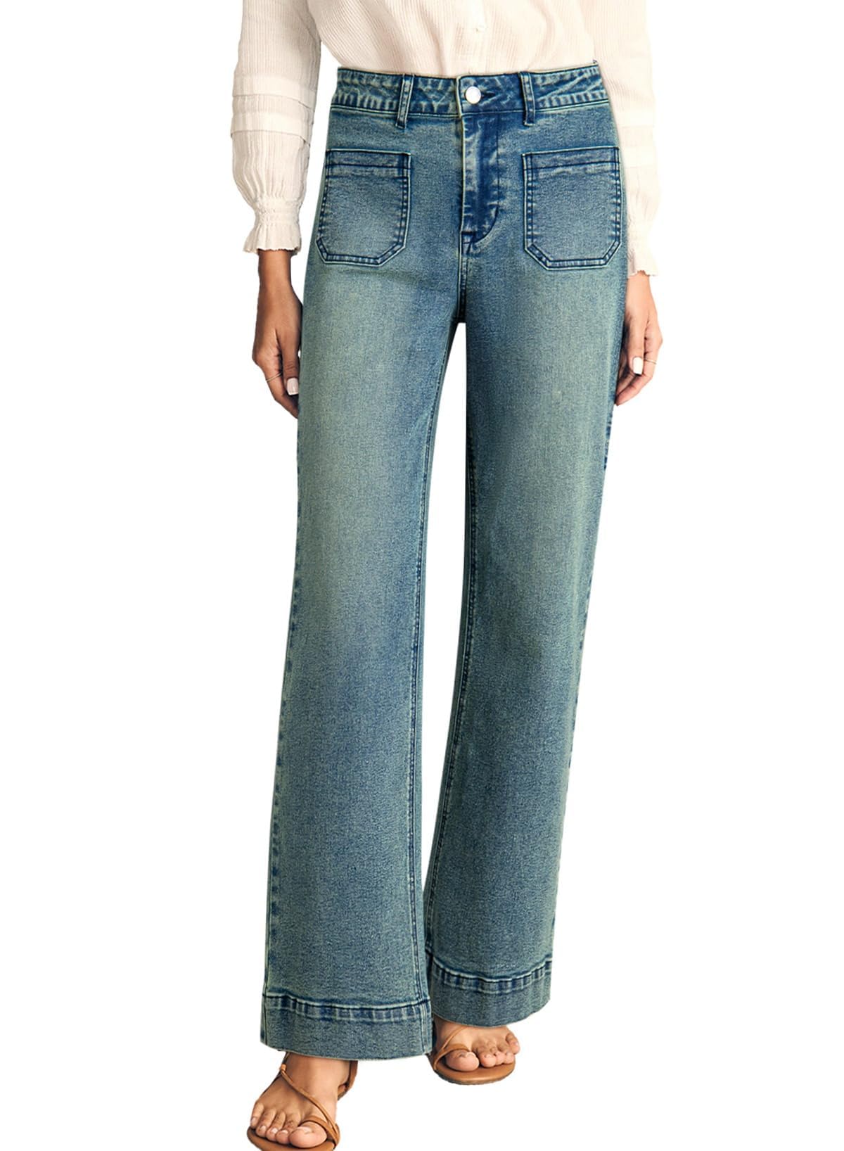 Astylish Women's Wide Leg Jeans High Waisted Stretchy Straight Leg Jeans Loose Trendy Denim Pants with Pocket